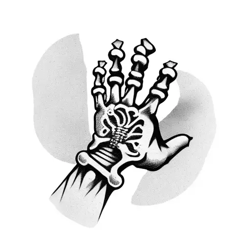 Skeleton Hand With Greek Writing