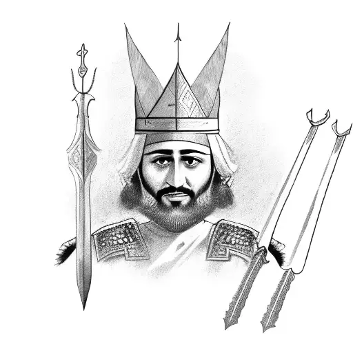 The Commander Of The Achaemenid Army Holding A Spear And Wearing A Crown