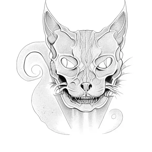 Half Living Half Skull Cat Head