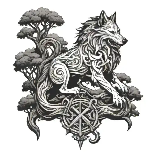 Fenrir Chained To Yggdrasil