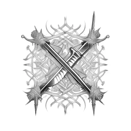 Medieval Sword With Spiked Vines Wrapped Around It