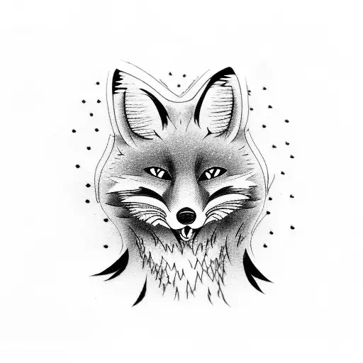 A Japanese Fox With A Paintbrush In Its Mouth