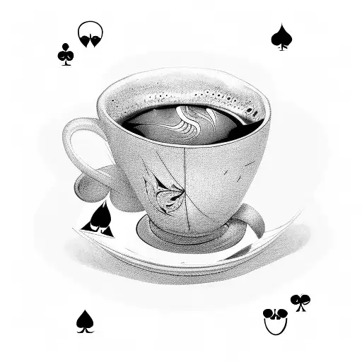 A Coffee Cup Surrounded By Playing Cards