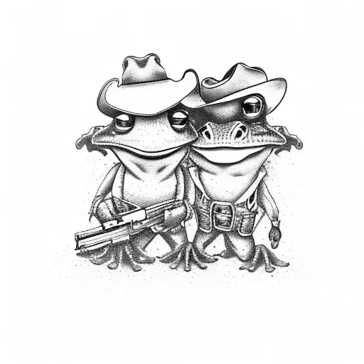 Two Cowboy Frogs In A Gun Draw