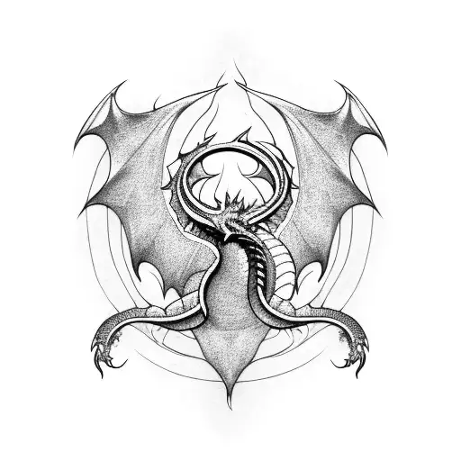 Dragon Realistic With Fire Behind It