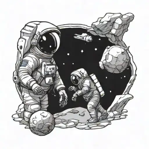 Astronaut Looking Off Into The Distance From Rocky Planet