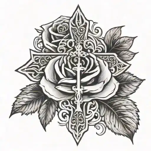 Faith Cross And Rose Intertwined