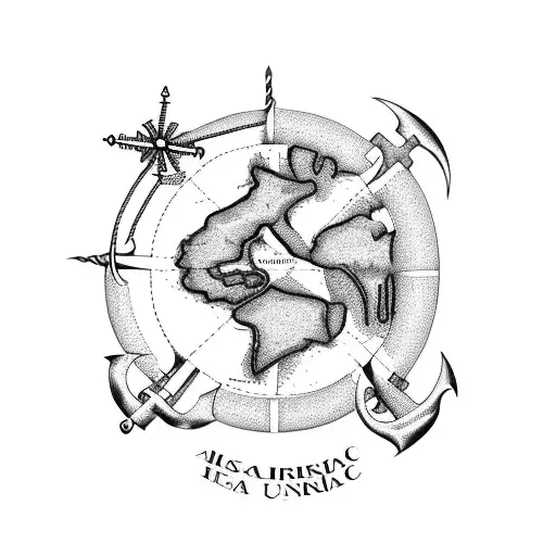 A Map Of The Islas Canarias With Nautical Elements Like Anchors And Waves