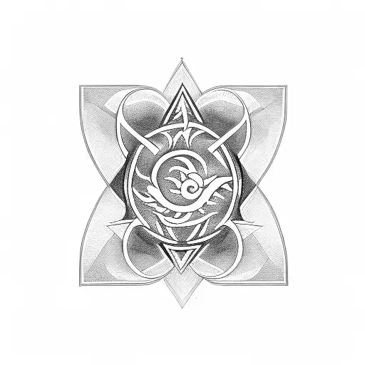 Trinity Symbol Mixed With A Dragon