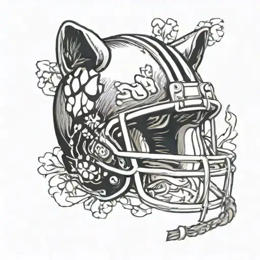 A Football Helmet With Cat And Dog Paw Prints As The Design