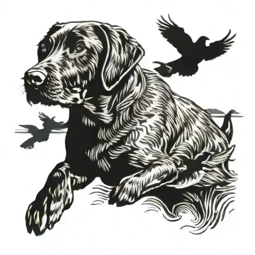 Chocolate Lab Duck Hunting Scene