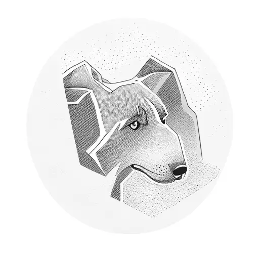 Majestic Mountain Range With A Silhouette Of A Loyal Dog At The Peak