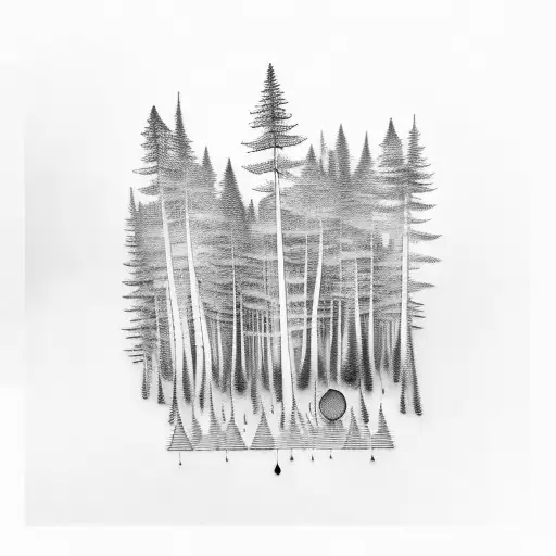 A Forest Scene With Trees Made Of Musical Instruments