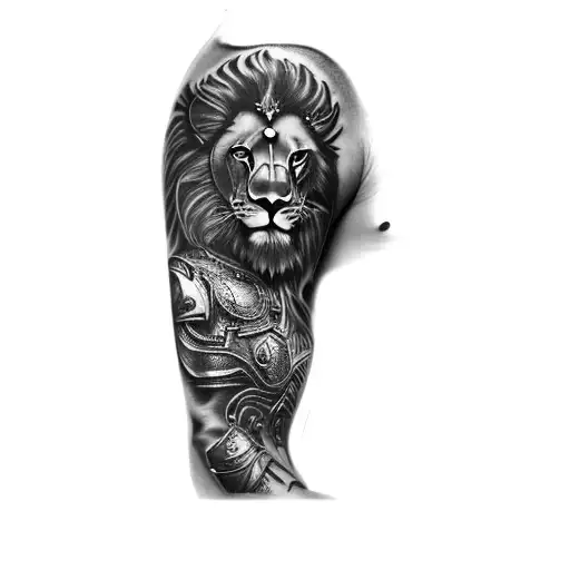 An Aggressive Lion With Warrior And Smoke Around