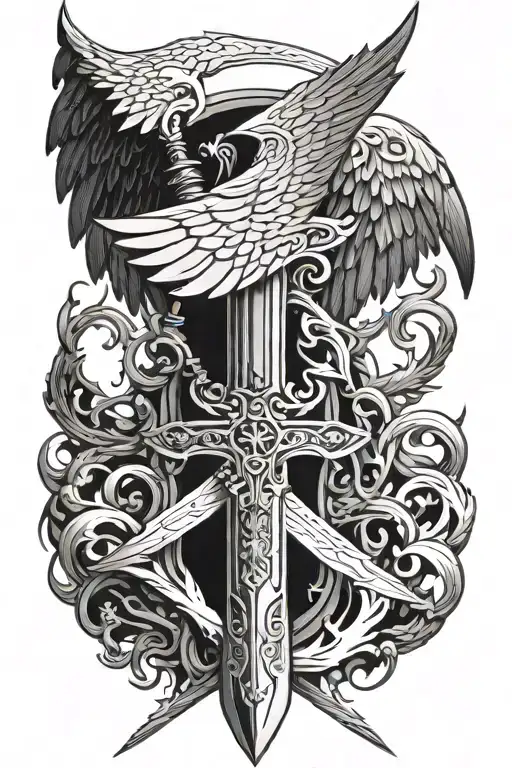 Sword With Angel Wing And Demon Wing