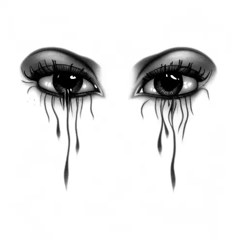 Two Crying Eyes On A Black Background That Look Kind Of Ethereal