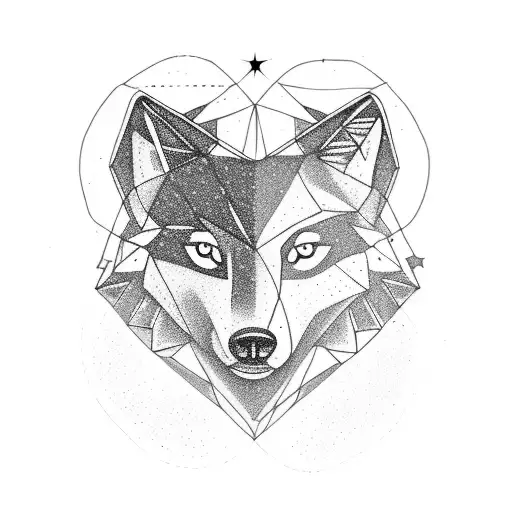 Gemini Constellation Merging With A Wolf Silhouette