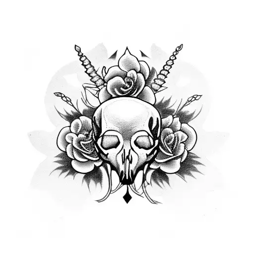 Animal Skull Half Alive Flowers