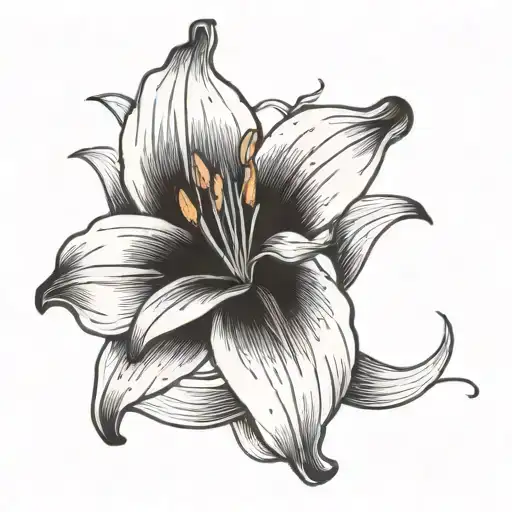 Lily Flower With Leaves