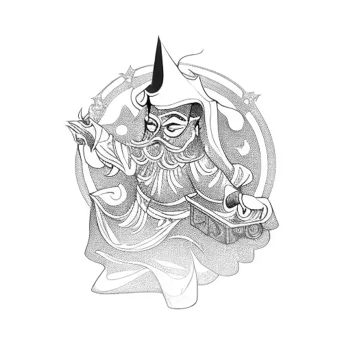 Asian Wizard In Purple Gown