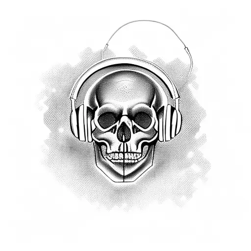 A Skull With Headphones And A Snake Wrapped Around It