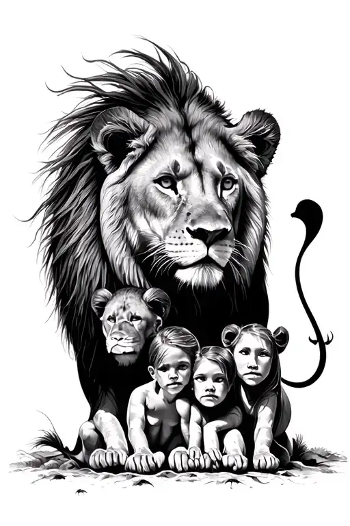 Lioness With Her 4 Children 2 Boys 2 Girls