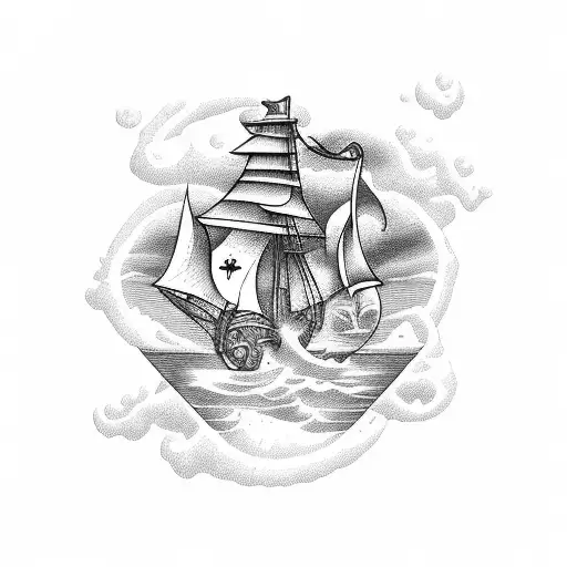 A Pirate Ship Sailing Through A Sea Of Gaming Symbols