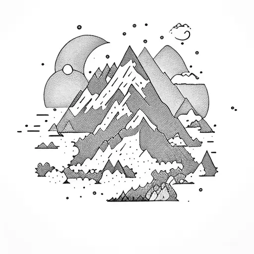 A Whimsical Mountain Landscape With Cartoon Characters From 'Les Enfants De La Pluie'