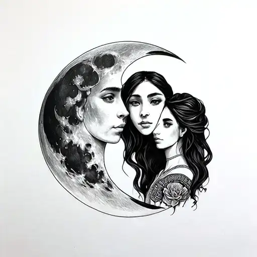 Dad Moon And Two Sister