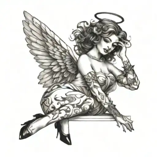 Angel With Wings Dress And Heels