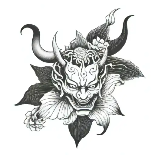 Hannya And Lotus Flower