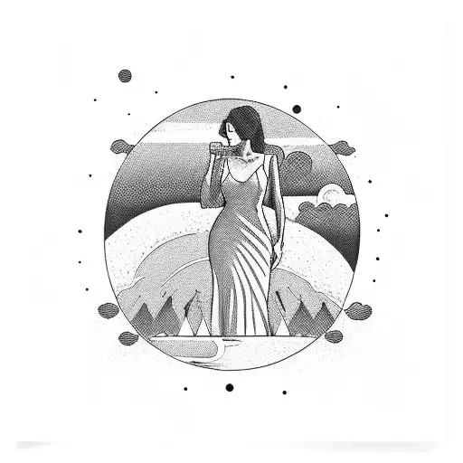 Woman Laying Down With Atomic Bomb Explosion In Background