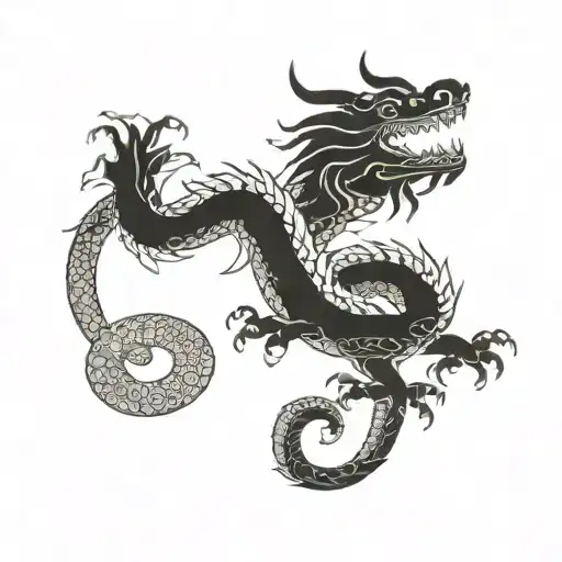Traditional Japanese Dragon Intertwined With A Map Of Bristol