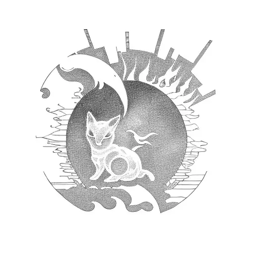 House With Rising Sun And An Animal Opening The Door