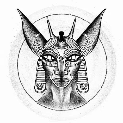 Anubis With Egyptian Background