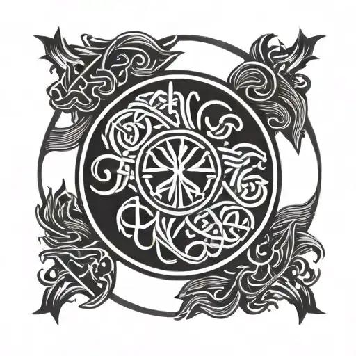 Viking Circle Inside Runes Symbolizing