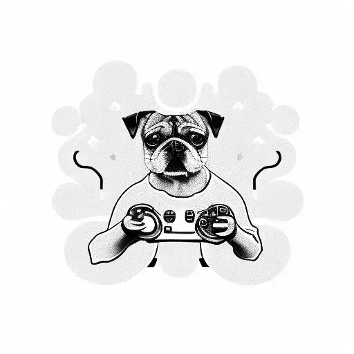 A Pixelated Dog Playing Xbox With A Group Of Friends