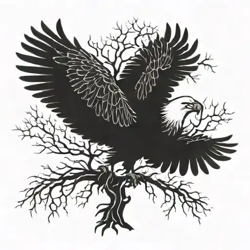 Eagle And Tree Roots