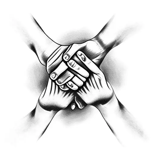 A Tattoo Of Two Hands Clasping Each Other In A Gesture Of Friendship
