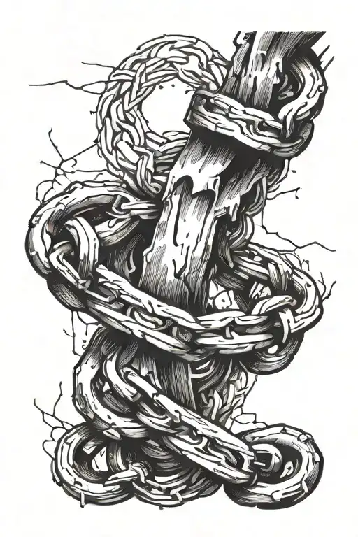 A Striking Tattoo Of A Broken Chain Symbolizing Liberation From Fear And Overcoming Obstacles