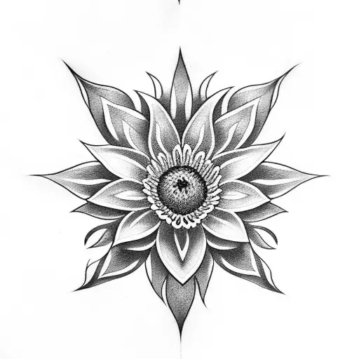 Two Daisys With A Water Lily In Th Middle