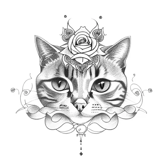 Cat With Rose
