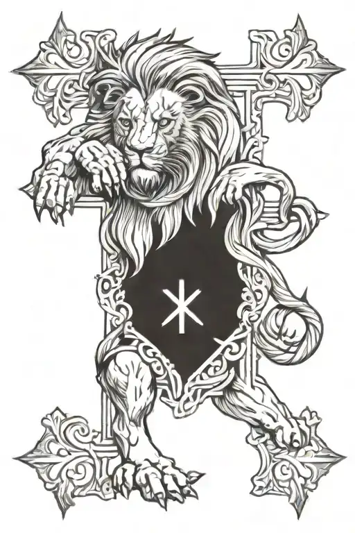 Lion With Cross Art