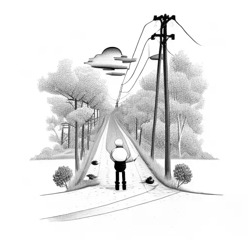 Grandpa And Grandson In A Semi Driving Down A Country Road With Power Lines