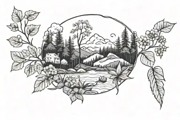 Nature Minimal Line Art