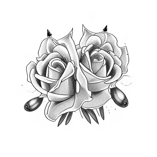 Lily And Rose With 6 Bullets Representing Brothera And A Band That Says Damien And Heather