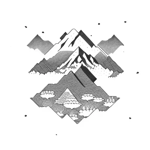 A Majestic Mountain Range Surrounded By Blooming Flowers