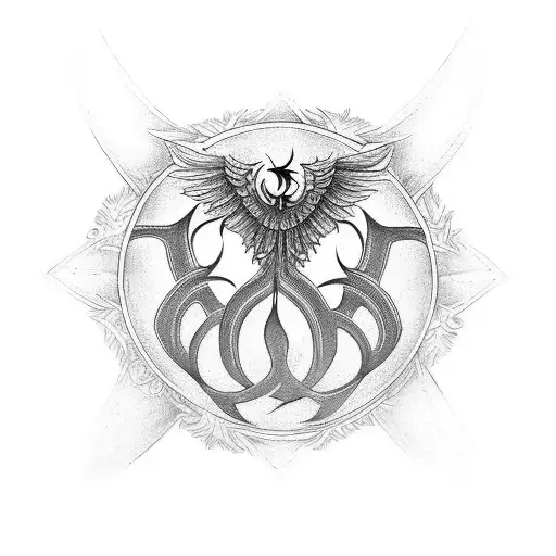 Phoenix Tattoo With A Triskelion