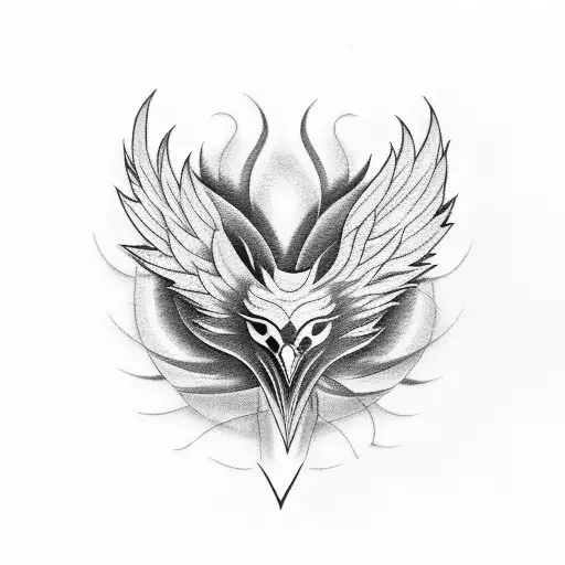 A Film Reel Transforming Into A Phoenix In Dotwork Style