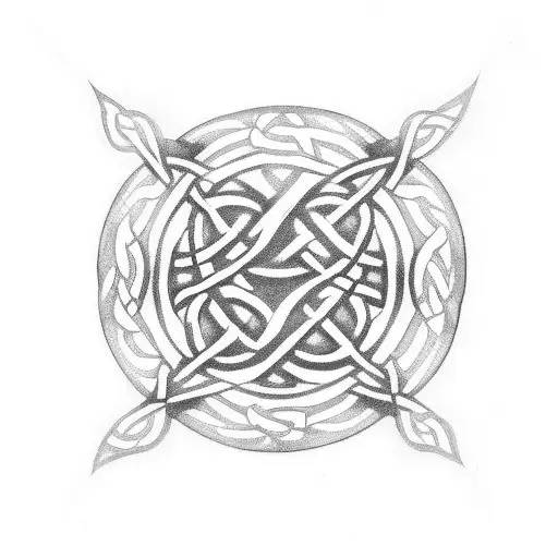 A Blackwork Tattoo Of The Celtic Fc Badge Intertwined With Celtic Knotwork